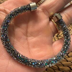 Elegant Silver and Blue Crystal Swarovski Bracelet